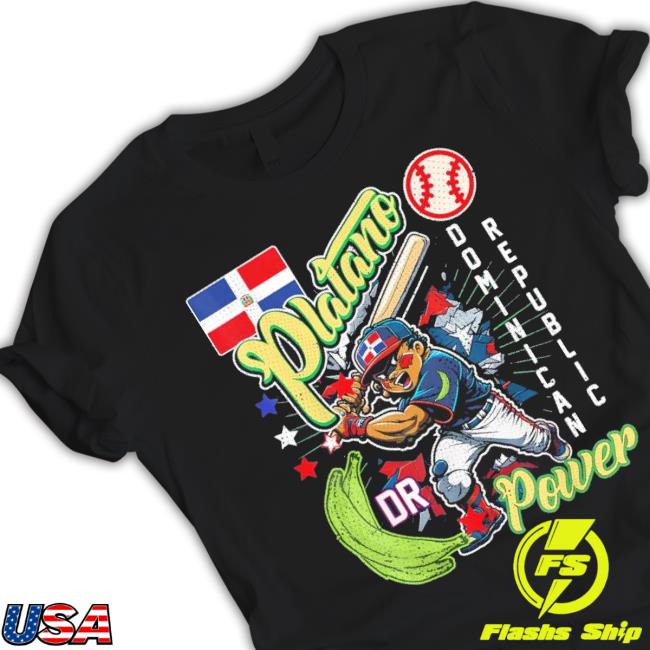 Dominican Republic Baseball Dominicana Platano Power Tee Shirt